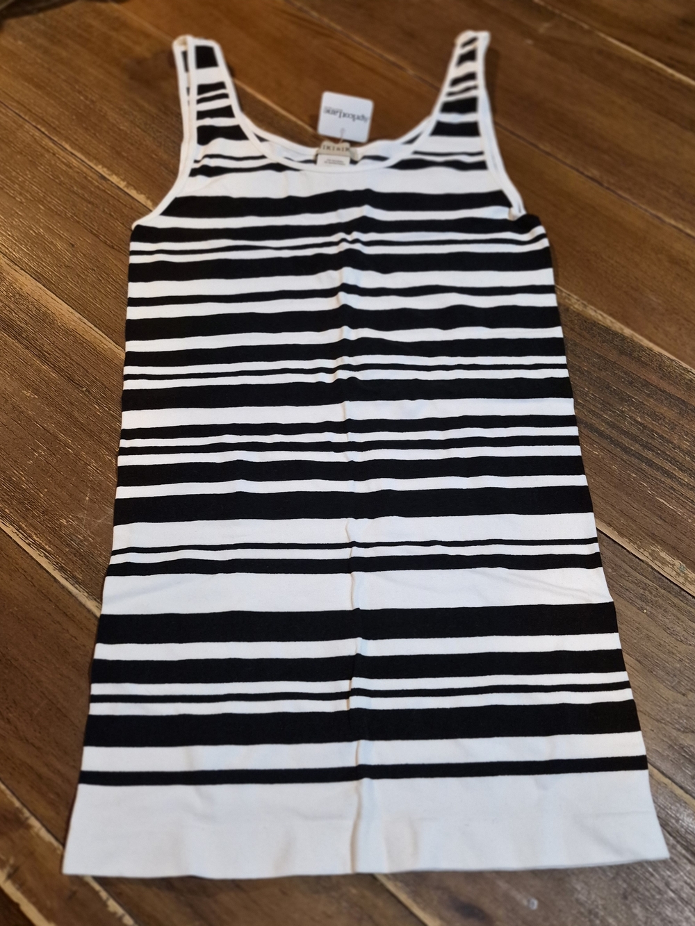 Nikibiki Black White Striped Seamless Scoop Neck Tank Top NWT One Size